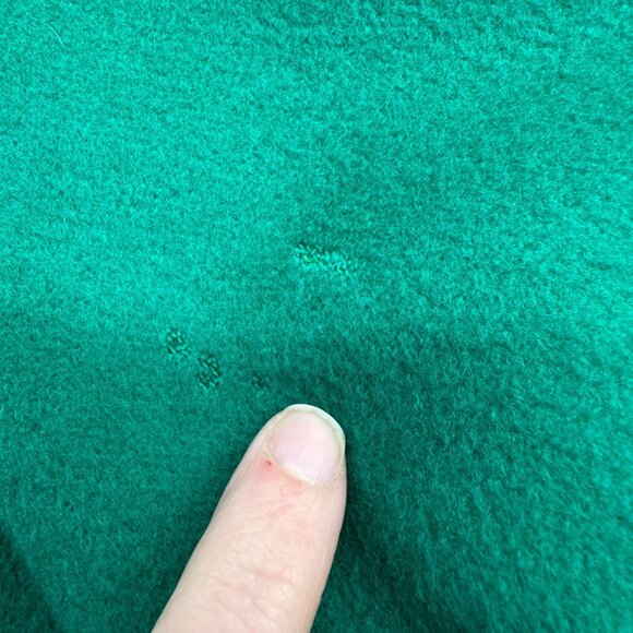 Vintage Womens Green Wool Coat Size 8 1980s Leather Accents Winter Zip Buttons - Picture 6 of 9